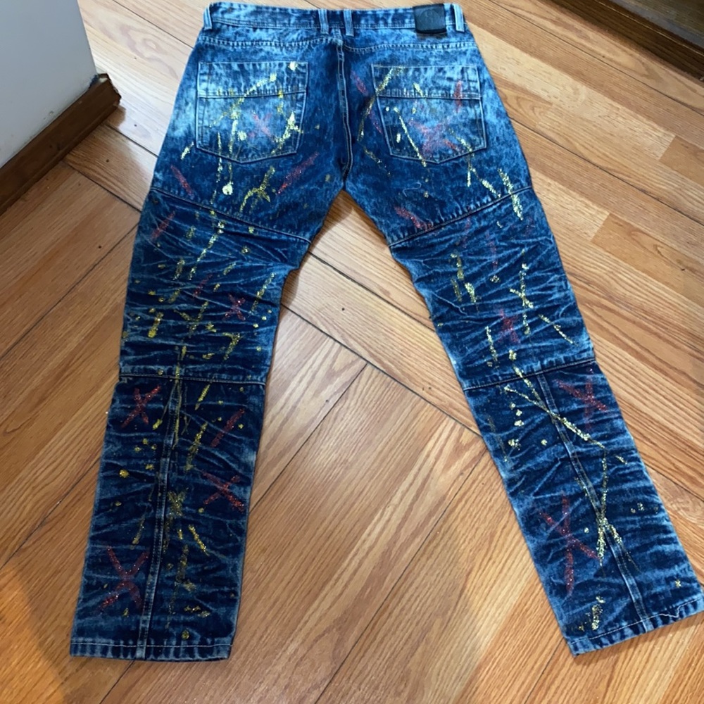 Switch Denim jeans.size 32W 30L hand crafted gold and red.Excellent condition. - Picture 2 of 2